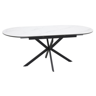 Стол обеденный SIGNAL GASTON Ceramic белый/черный 140-180/80